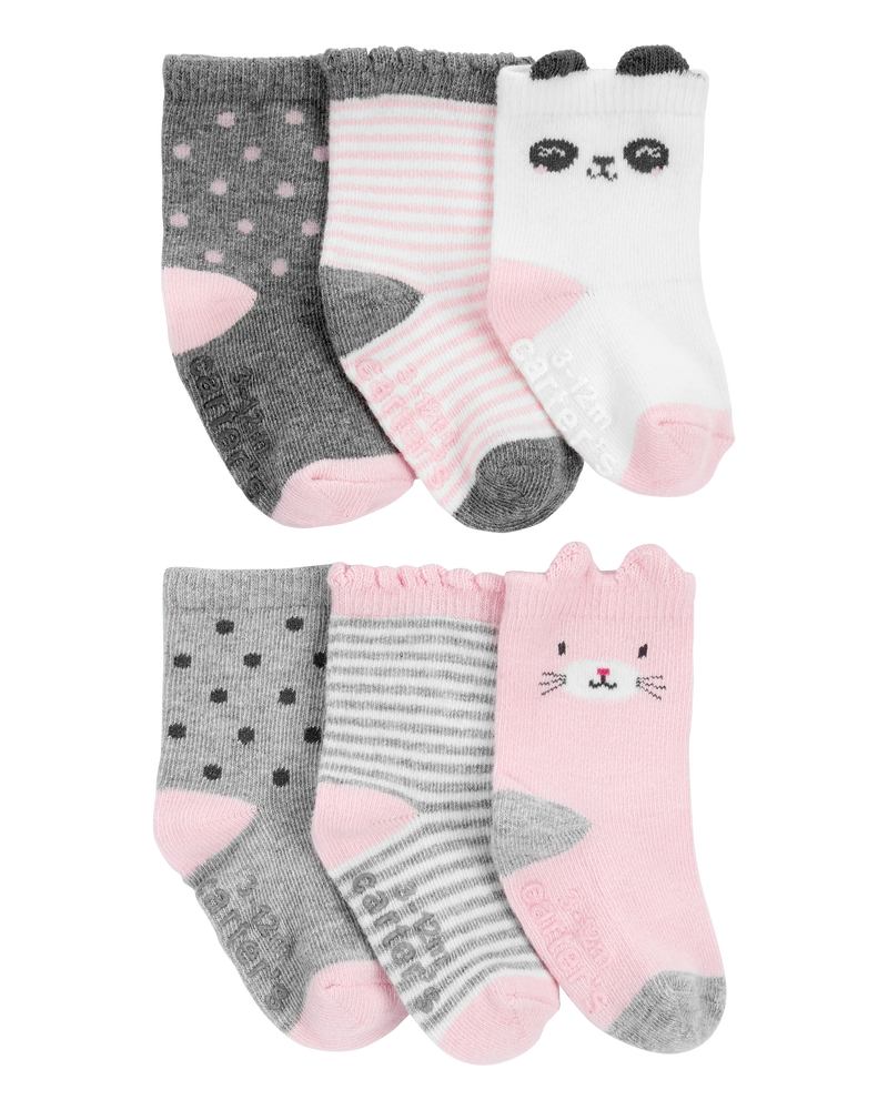 Baby 6-Pack Critter Socks, image 1 of 2 slides