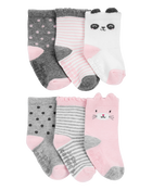 Baby 6-Pack Critter Socks, image 1 of 2 slides