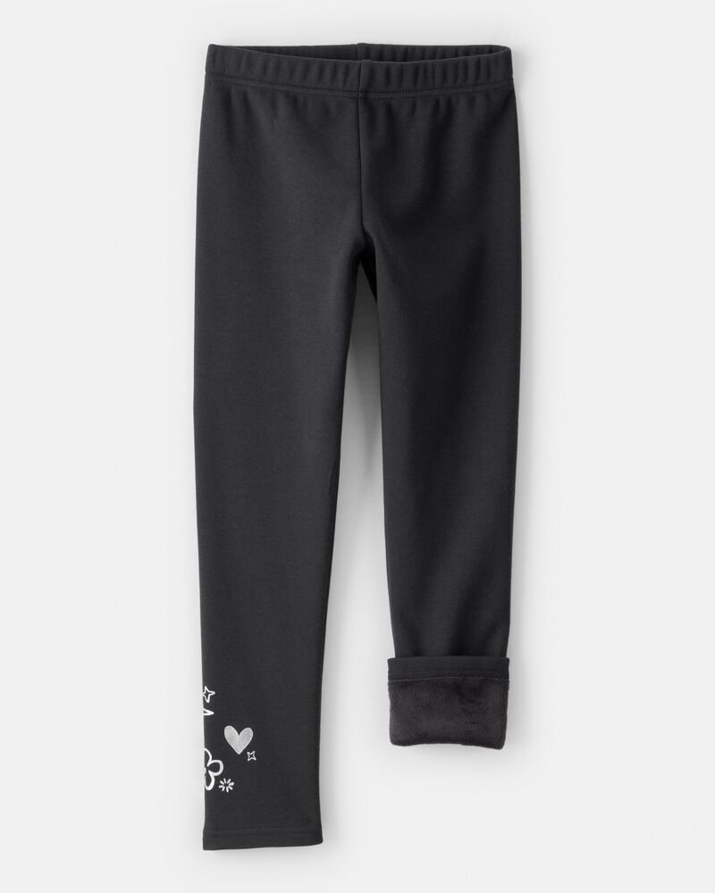 Girls Pull-On Stretch Cozy Leggings - Black, image 5 of 6 slides