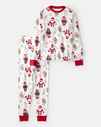 Adult Brown Santa Milk & Cookies 100% Cotton Long-Sleeve Snug Fit - White, 