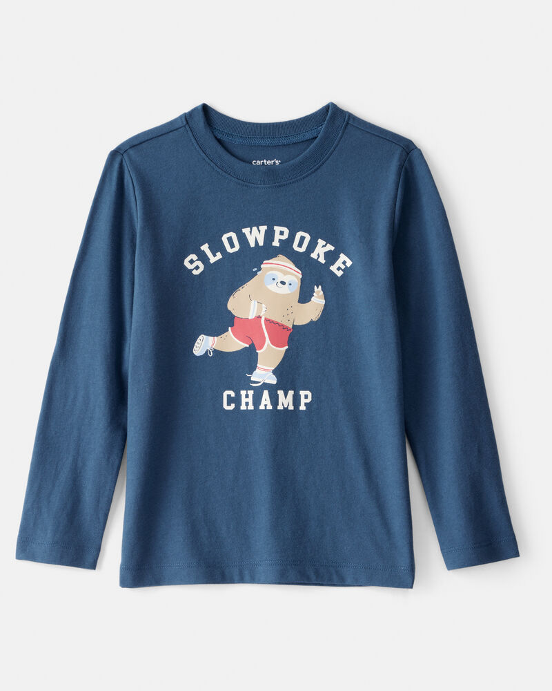 Toddler Boy "Slowpoke Champ" Long-Sleeve Graphic Tee - Blue, image 1 of 3 slides