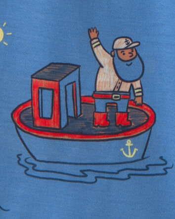 Toddler Boy Boat Loose Fit 2-Piece Pyjama Set - Blue, 