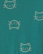 Filles - Robe manches longues &agrave; motif chat &ndash; Vert, image 3 sur 3 diapositives