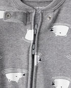 Baby Boy Polar Bear Cotton Snug Fit 2-Way Zip Footie 1-Piece Pyjamas - Grey, image 2 of 5 slides