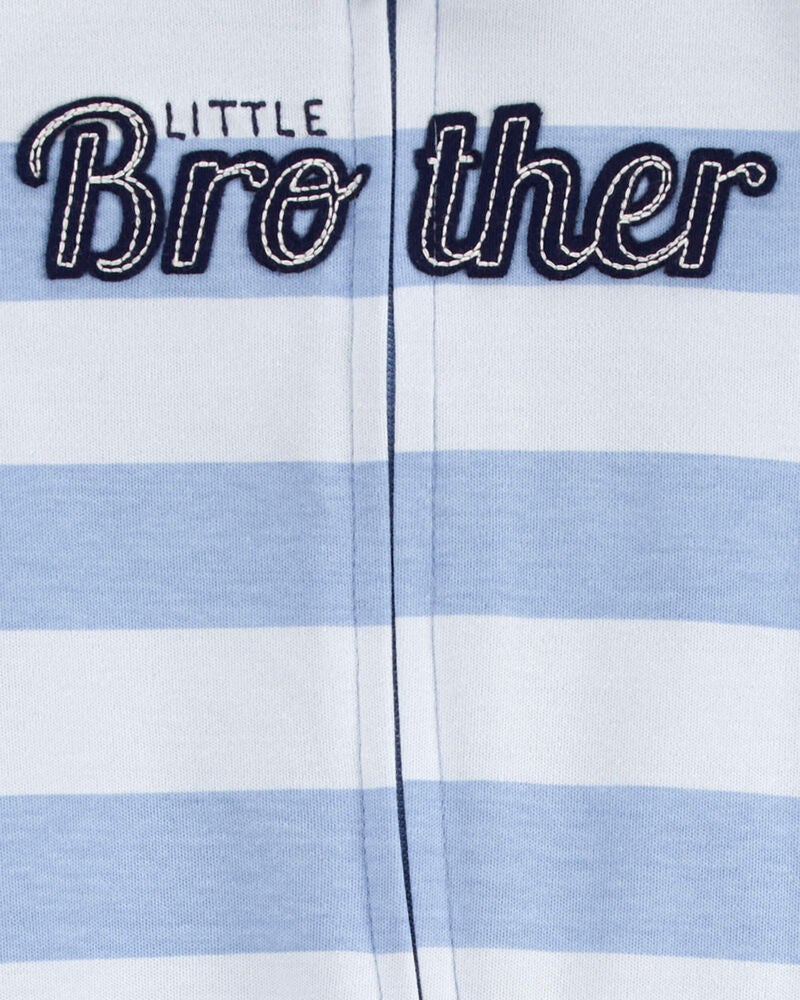 Baby Little Brother 2-Way Zip Cotton Sleeper, image 2 of 4 slides