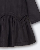 Toddler Girl Long-Sleeve Drop-Waist Dress &ndash; Dark Grey, image 2 of 2 slides