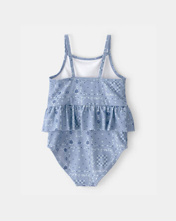 Toddler Girl Girl Bandana 1- Piece Swimsuit- Blue, 