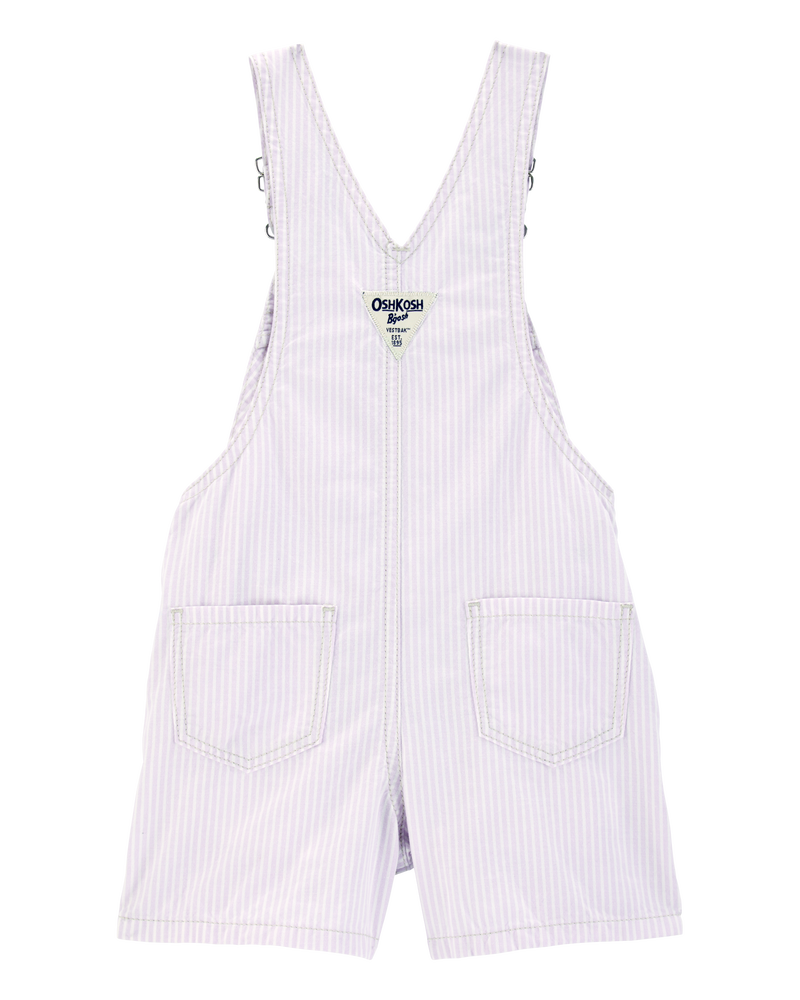 Toddler Floral Striped Shortalls - Purple, image 2 of 4 slides
