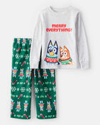 Toddler Bluey™ Cotton Long-Sleeve Loose Fit 2-Piece Pajamas - Grey/Green, image 1 of 4 slides
