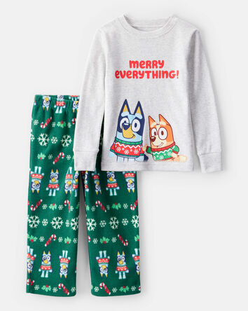 Toddler Bluey™ Cotton Long-Sleeve Loose Fit 2-Piece Pajamas - Grey/Green, 