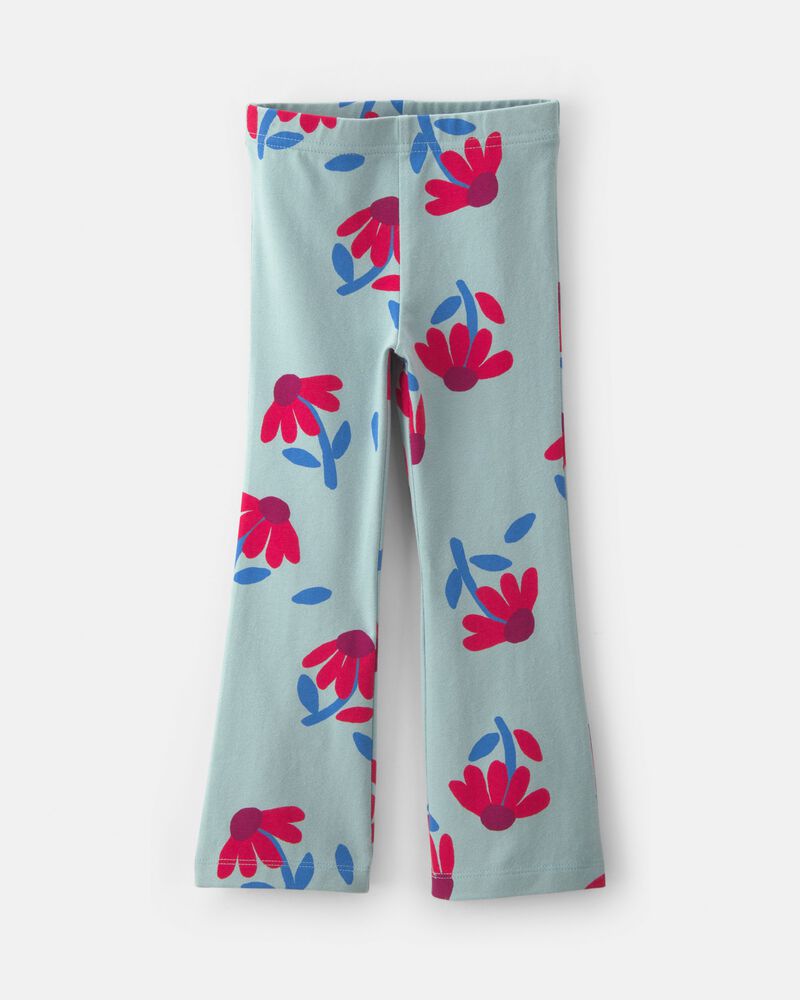 Toute-petite fille - Legging extensible &agrave; jambe &eacute;vas&eacute;e &agrave; motif floral - Bleu/Rouge, image 1 sur 3 diapositives
