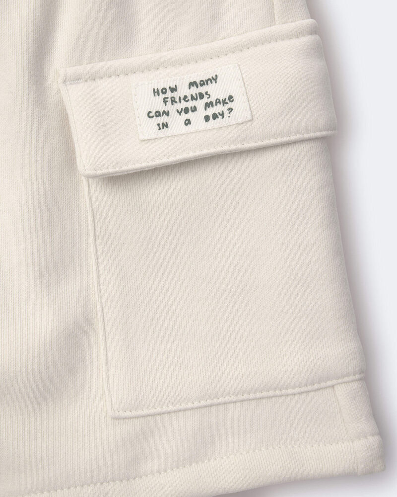 Toddler Boy Cargo Short with Pockets - Cream, image 7 of 7 slides