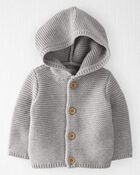 B&eacute;b&eacute; - Cardigan &agrave; surpiq&ucirc;re unique en coton biologique , image 1 sur 4 diapositives