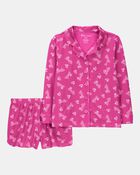 Kid Barbie Coat Style Loose Fit 2-Piece Pyjamas - Pink, image 1 of 3 slides