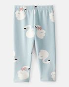 Baby Girl Swan Pull-On Stretch Cozy Leggings - Blue, image 2 of 5 slides