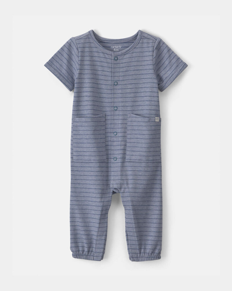 Baby Boy Striped Jumpsuit - Blue, image 1 of 4 slides