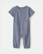 Baby Boy Striped Jumpsuit - Blue, image 1 of 4 slides