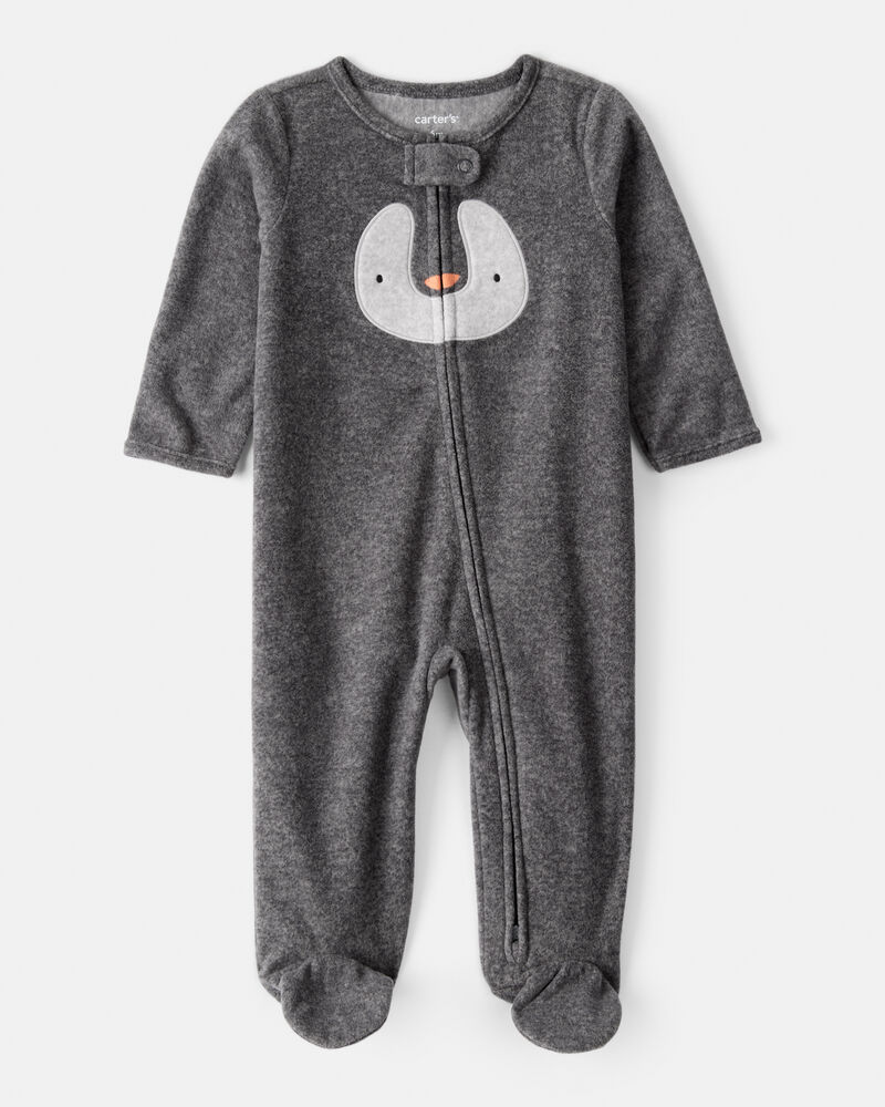 Baby Penguin Loose Fit Sleeper - Grey, image 1 of 4 slides
