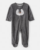 Baby Penguin Loose Fit Sleeper - Grey, image 1 of 4 slides