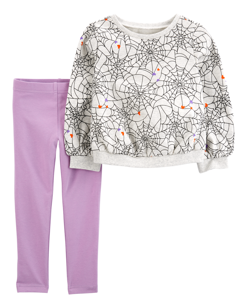 Toddler 2-Piece Halloween Spiderweb Top & Legging Set, image 1 of 3 slides