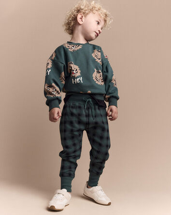 Toddler Hey, Tiger Dolman-Sleeve Sweatshirt - Green, 