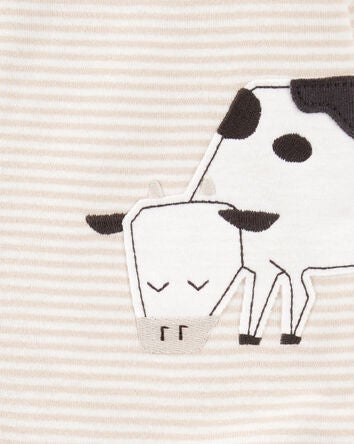 Baby 1-Piece Striped Cow Footie Pyjamas, 