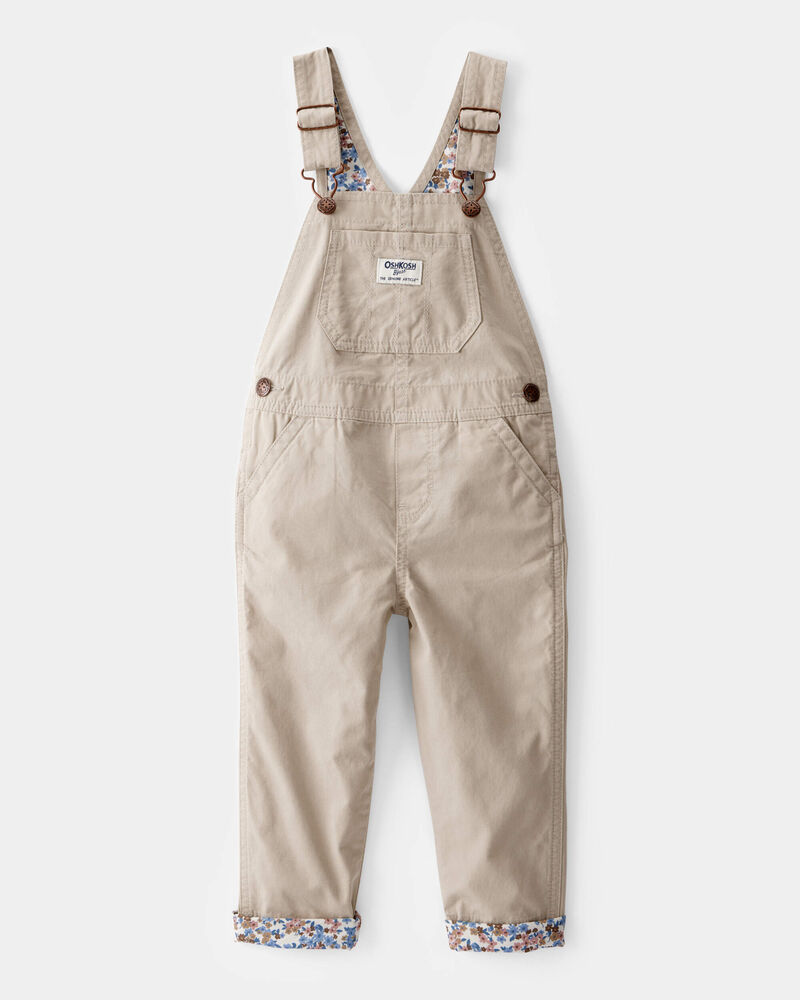 Toddler Lightweight Canvas Overalls - Khaki, image 1 of 4 slides