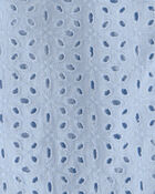 Toddler Girl 2-Piece Organic Cotton Top & Short Set in Blue Eyelet, image 4 of 5 slides