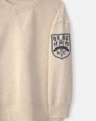 Boys Logo Patch French Terry Pullover Sweatshirt - Cream, image 2 of 5 slides