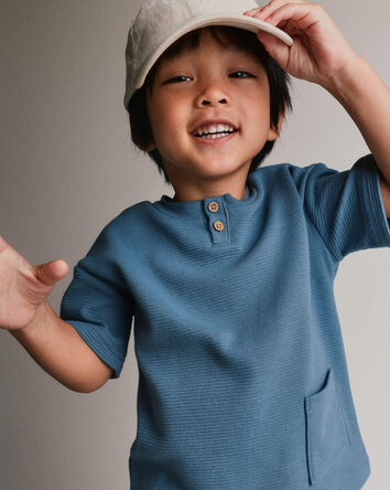 Toddler Boy Henley Tee with Pocket - Slate, 