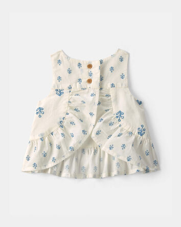 Baby Girl Floral Pelum Top - Ivory, 