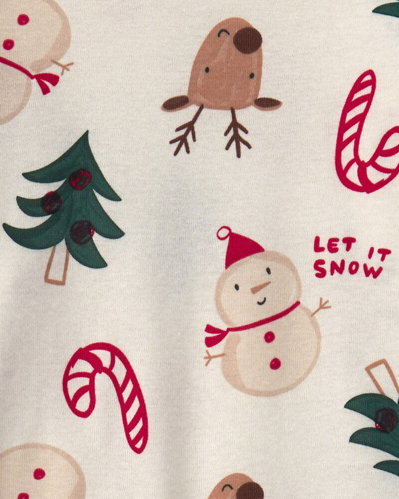 Toddler 2-Piece Christmas Holiday Icon 100% Cotton Snug Fit Pyjama Set - Cream, image 3 of 5 slides