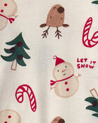 Toddler 2-Piece Christmas Holiday Icon 100% Cotton Snug Fit Pyjama Set - Cream, image 3 of 5 slides