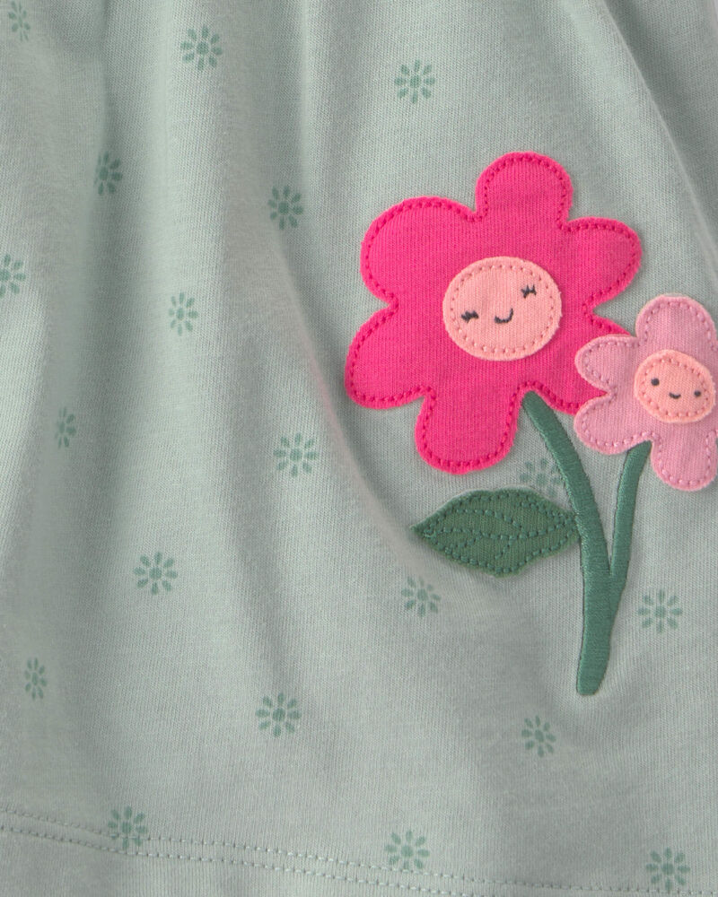 B&eacute;b&eacute; fille - Robe cache-couche &agrave; motif floral - Vert, image 2 sur 2 diapositives