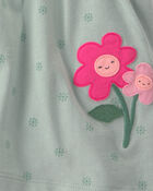 B&eacute;b&eacute; fille - Robe cache-couche &agrave; motif floral - Vert, image 2 sur 2 diapositives