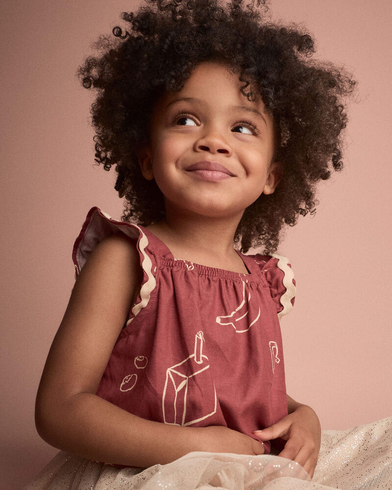 Toddler Girl Ruffle Peplum Top in Snack Print - Red, image 4 of 6 slides