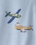 B&eacute;b&eacute; gar&ccedil;on - Grenouill&egrave;re PurelySoft avec fermeture &agrave; glissi&egrave;re 2 sens, motif avion - Bleu, image 4 sur 6 diapositives