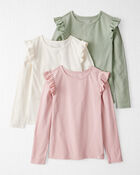 Girls 3-Pack Organic Cotton Flutter Long Sleeve Tees
, image 1 of 7 slides