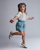 Toddler Rolled Cuff Tee - Cream, image 1 of 6 slides