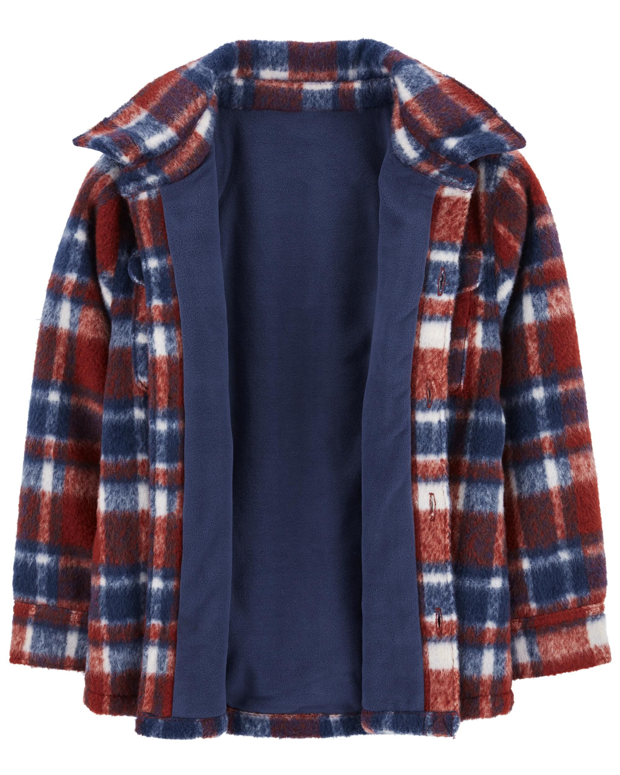 Red Navy Plaid Fleece Lined Shacket Carter s Oshkosh Canada