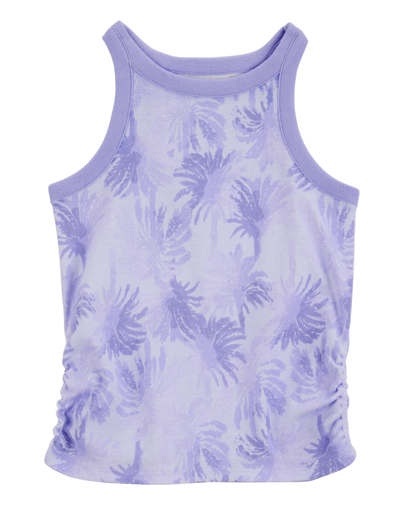 Kid Tropical Print Ribbed Tank Top - Blue, image 1 of 3 slides