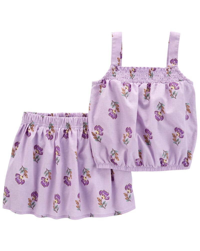 Toddler 2-Piece Floral Linen Tank & Skort Set, image 1 of 6 slides