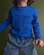 Toddler Ribbed Long-Sleeve Pocket Tee - Royal Blue, image 3 of 5 slides