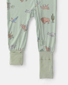B&eacute;b&eacute; gar&ccedil;on - Pyjama ajust&eacute; 1 pi&egrave;ce PurelySoft &agrave; d&rsquo;animaux - Vert, image 2 sur 7 diapositives