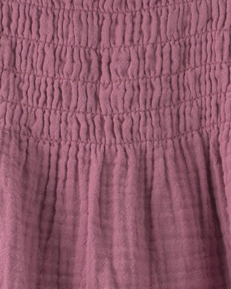 Toddler Girl Organic Cotton Smocked Gauze Dress, image 4 of 5 slides