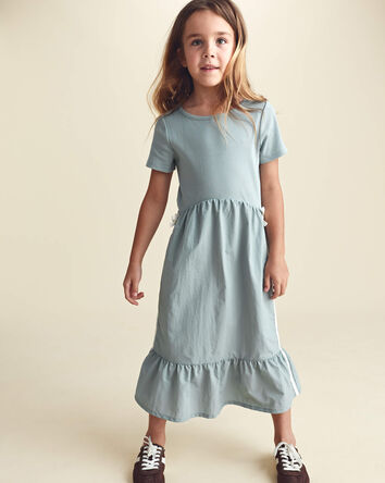 Filles - Robe mi-longue &agrave; n&oelig;ud - Bleu, 