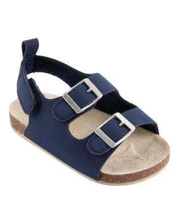 Baby Buckle Faux Cork Sandals, 