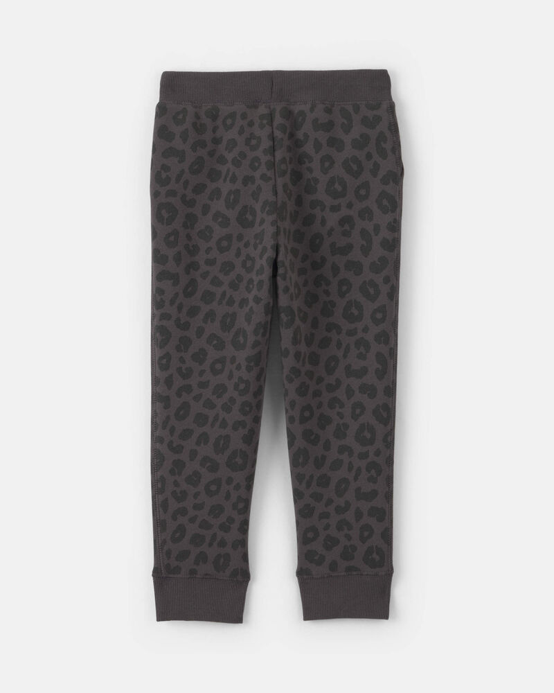 Toddler Girl Leopard Fleece Joggers - Black, image 2 of 4 slides