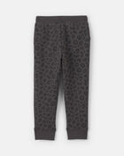 Toddler Girl Leopard Fleece Joggers - Black, image 2 of 4 slides
