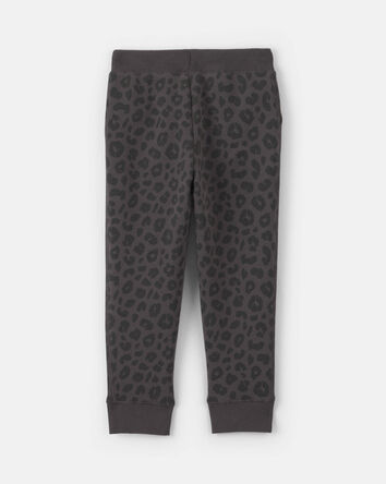 Toddler Girl Leopard Fleece Joggers - Black, 